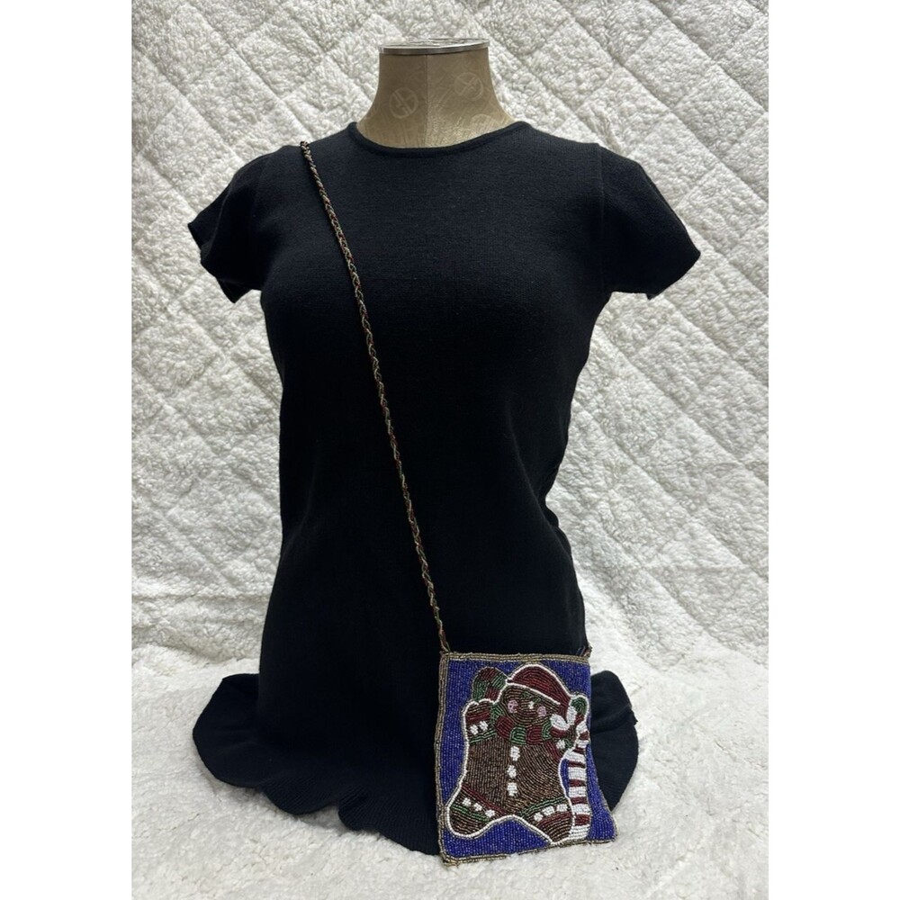 C.Marie Vintage beaded gingerbread purse/multiolor beaded Cross Body Strap
